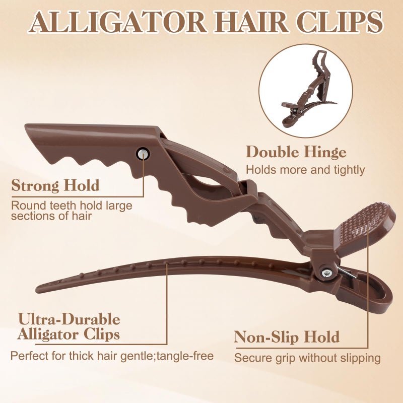ProSuites Alligator Hair Clips for Styling, 12 Pack Professional Alligator Clips for Hair Styling, Nonslip Neutral Hair Sectioning Clips for Thick Curly Volume Hair - Image 3